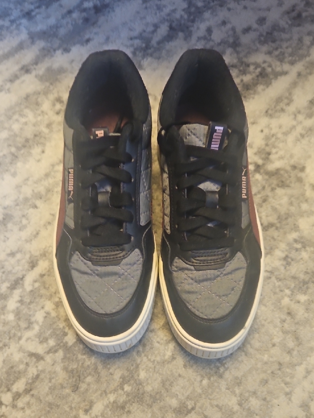 Puma Black, Gray and Burgundy Wedge Sneakers